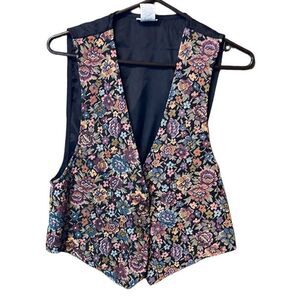 Vintage Backroad Blues tapestry size Medium button front  vest.